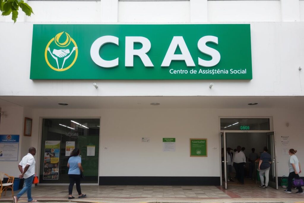 Fachada de um CRAS para atendimento sobre auxílio gás Fachada de um CRAS para atendimento sobre auxílio gás
